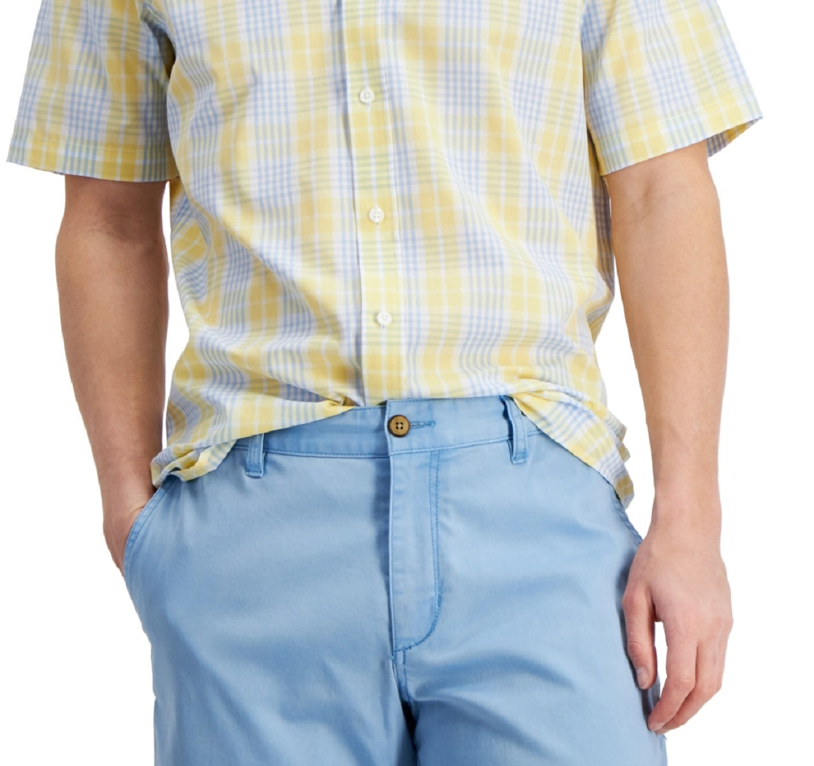 Club Room Men's Short Sleeve Printed Shirt Yellow Size Large