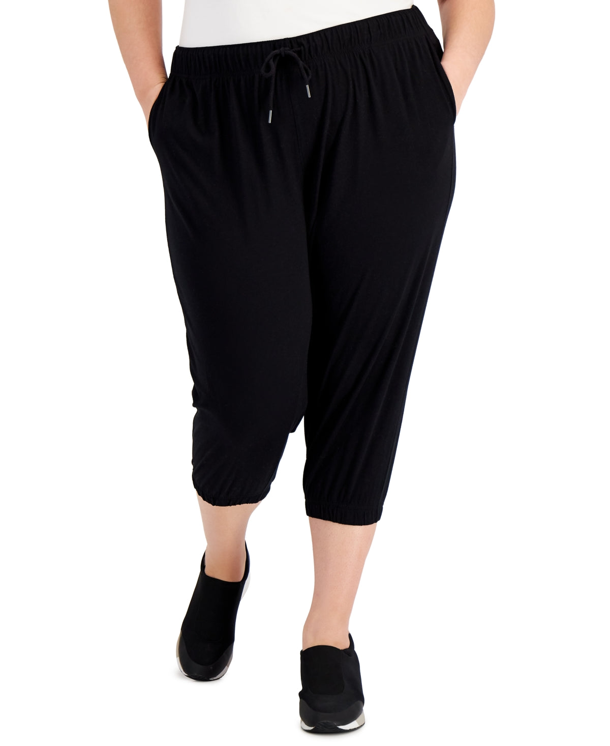 ID Ideology Women's Cropped Jogger Pants Black Size 3X