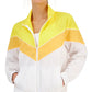 ID Ideology Women's Chevron Striped Windbreaker Yellow Size XX-Large