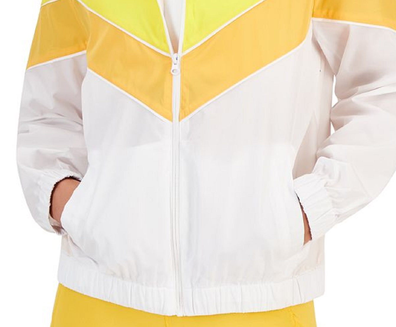 ID Ideology Women's Chevron Striped Windbreaker Yellow Size XX-Large