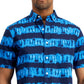 Club Room Men's Regular Fit Shibori Stripe Poplin Shirt Blue Size Small