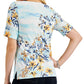 Karen Scott Women's Ocean Breeze Floral Print Elbow Sleeve Top Blue Size Small