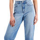 Style & Co Women's Curvy Fit Straight Cropped Mom Jeans Blue Size 14