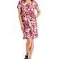 Karen Scott Women's Bali Printed Split Neck Dress Red Size XX-Large