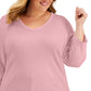 Karen Scott Women's 3/4 Sleeve V Neck Top Pink Size 3X