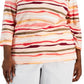 Karen Scott Women's Sasha Stripe 3/4 Sleeve Top Orange Size 3X