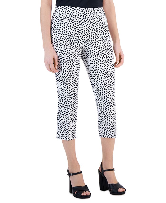 Alfani Women's Essential Capri Pull On With Tummy Control Pant White Size 12Petite