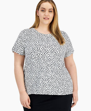 Alfani Women's Printed T-Shirt White Size 0X