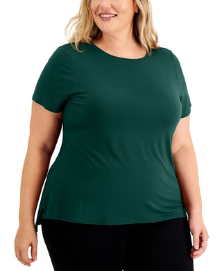 Alfani Women's Solid T-Shirt Green Size 0X