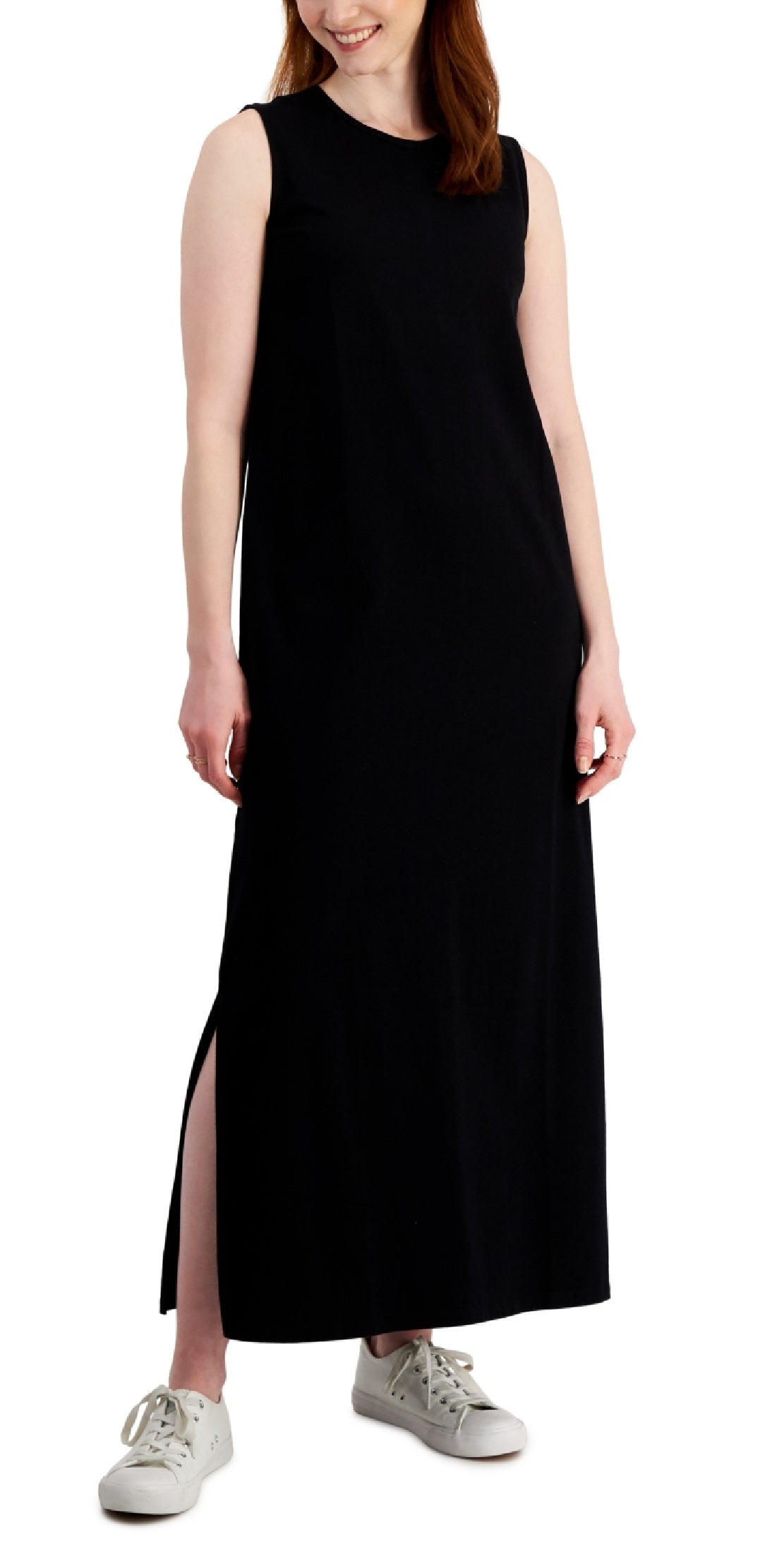 Style & Co Women's Cotton Sleeveless Maxi Dress Black Size Small