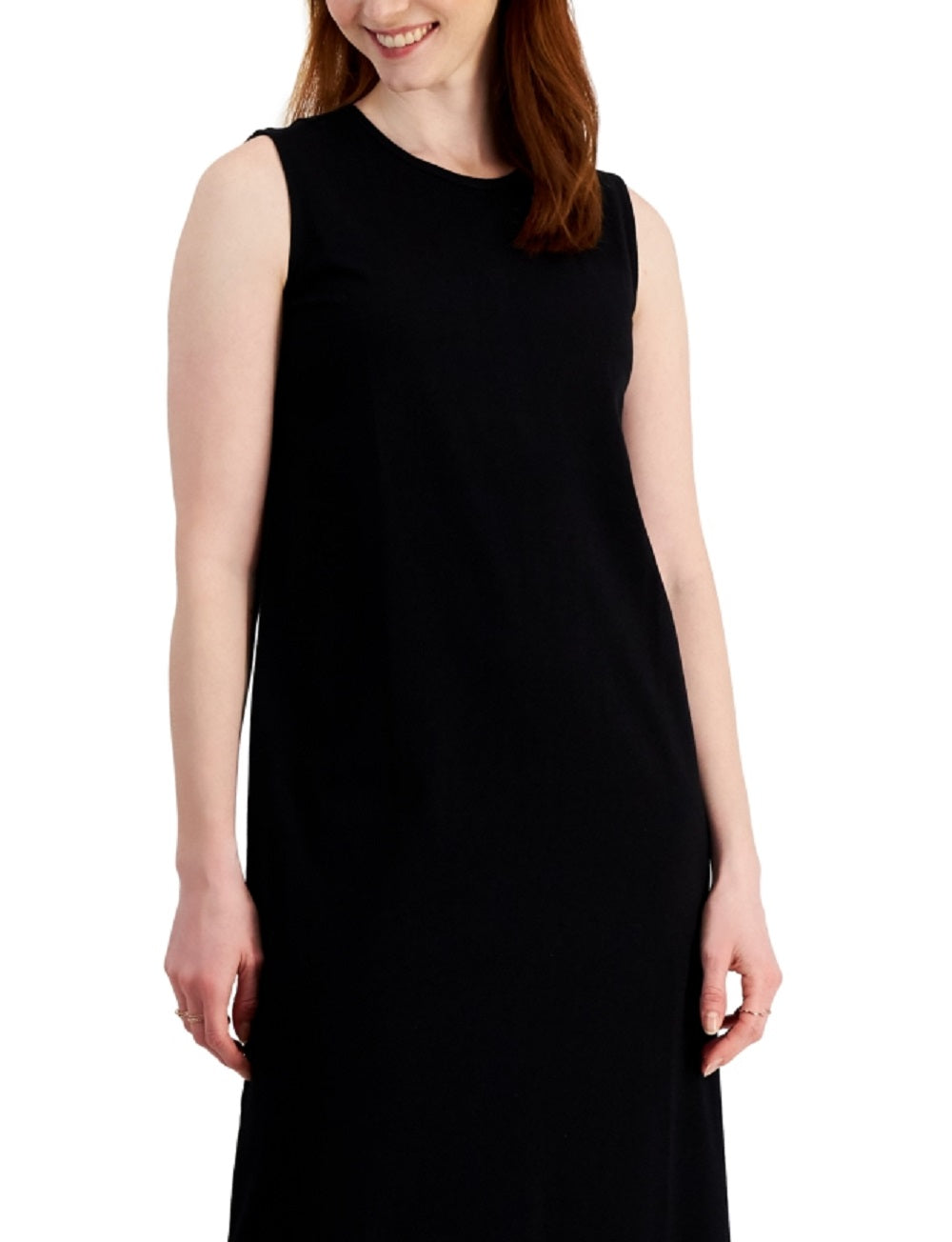 Style & Co Women's Cotton Sleeveless Maxi Dress Black Size Large