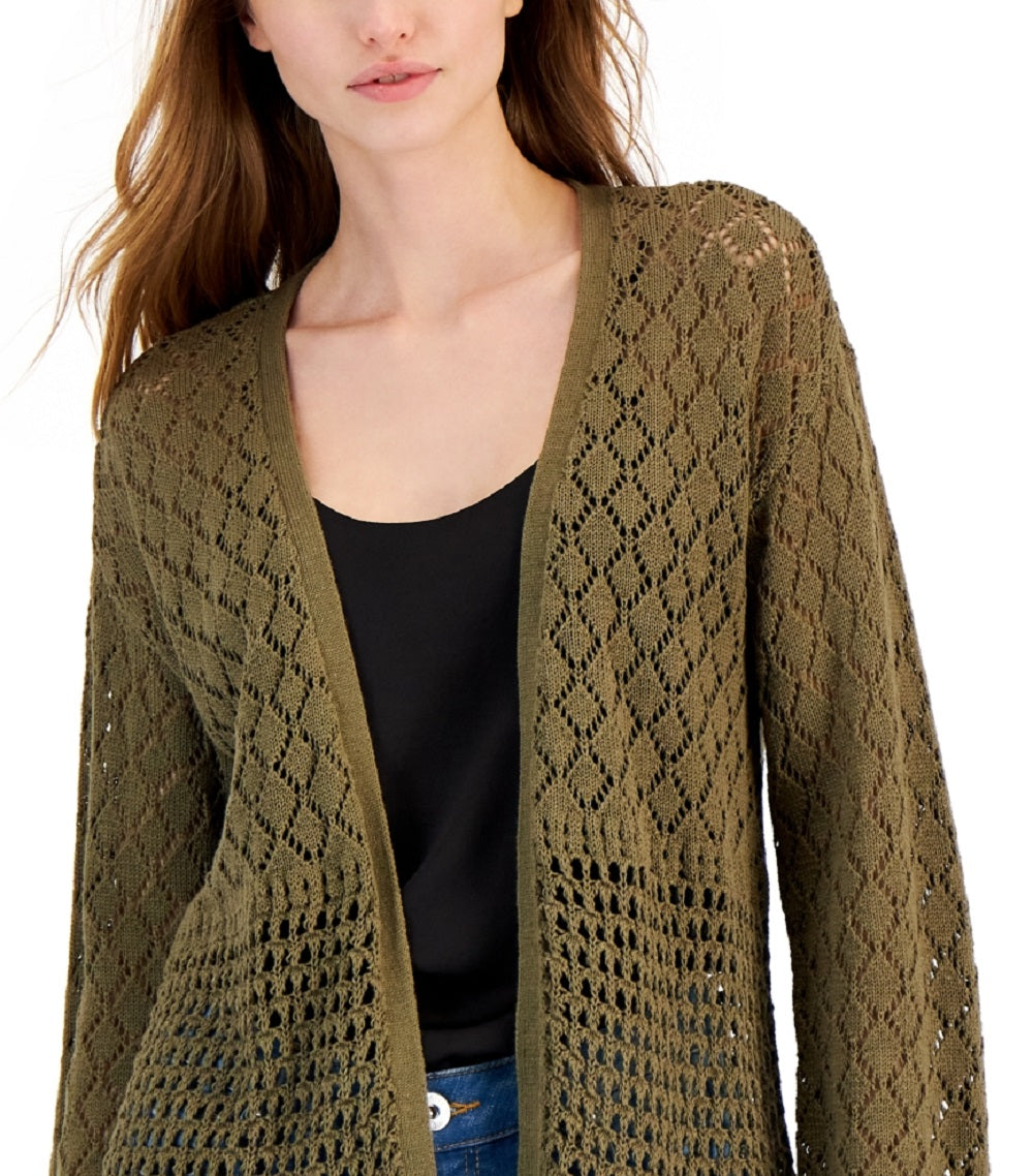 INC International Concepts Women's Crochet Cardigan Green Size X-Small