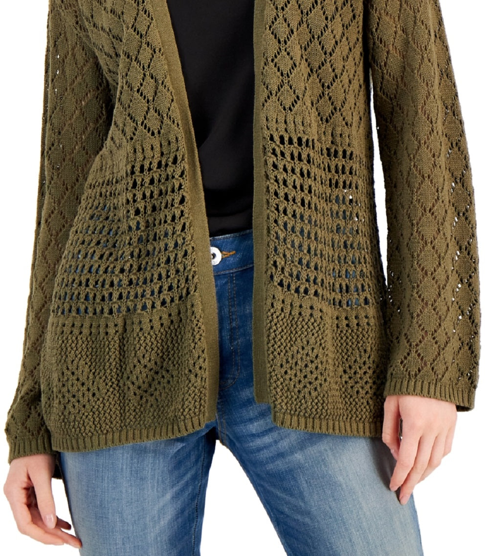INC International Concepts Women's Crochet Cardigan Green Size X-Small