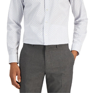 Club Room Men's Slim Fit 4 Way Stretch Ditsy Floral Dress Shirt White Size Medium