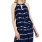 INC International Concepts Women's Tie Dye Stripe Halter Dress Blue Size Small