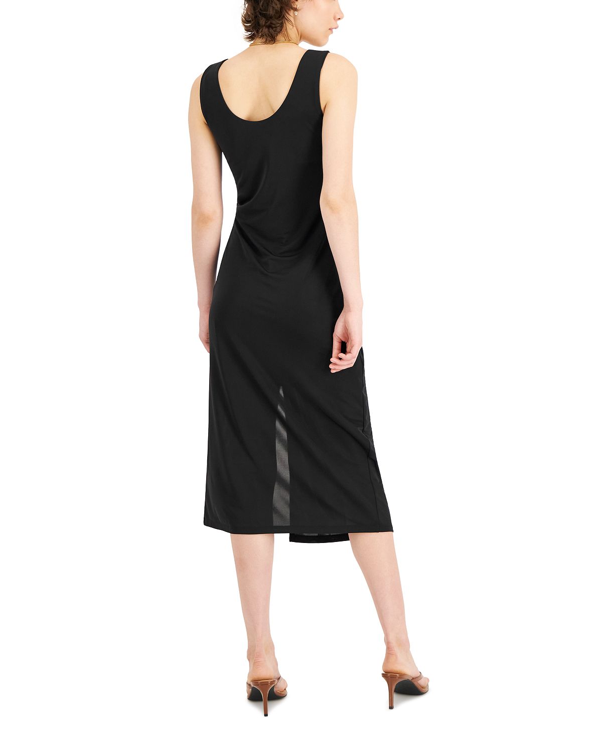 INC International Concepts Women's Tie Front Midi Dress Black Size Large