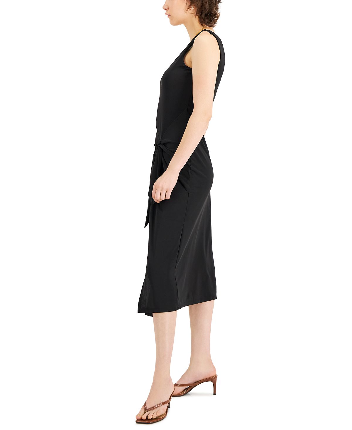 INC International Concepts Women's Tie Front Midi Dress Black Size X-Large