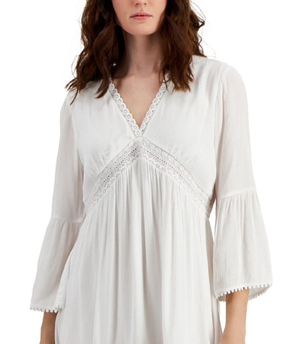 INC International Concepts Women's Crochet Trim Dress White Size X-Large