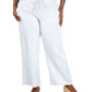 Jm Collection Women's  Plus Size Gauze Drawstring Pants White Size 3X