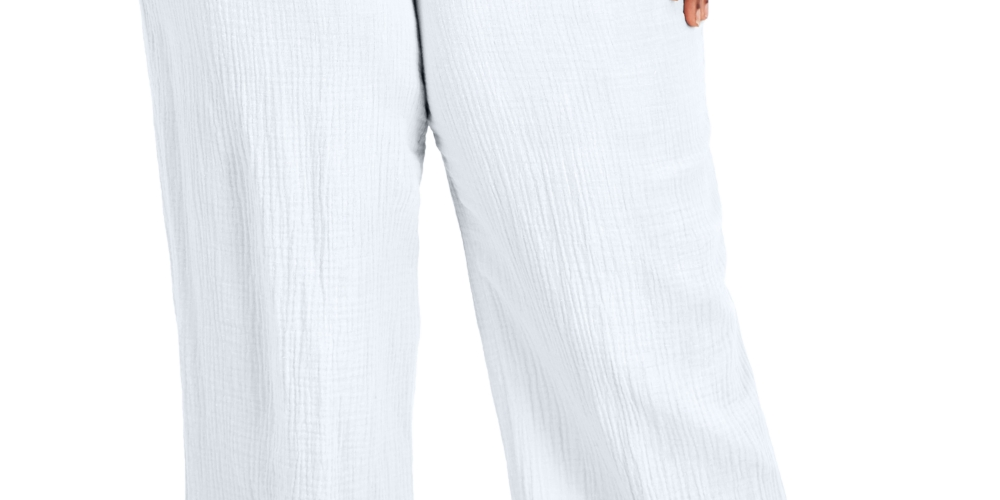 Jm Collection Women's  Plus Size Gauze Drawstring Pants White Size 3X