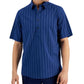 Alfani Men's Regular Fit Yarn Dyed Stripe Poplin Popover Shirt Blue Size Small