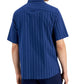 Alfani Men's Regular Fit Yarn Dyed Stripe Poplin Popover Shirt Blue Size Small