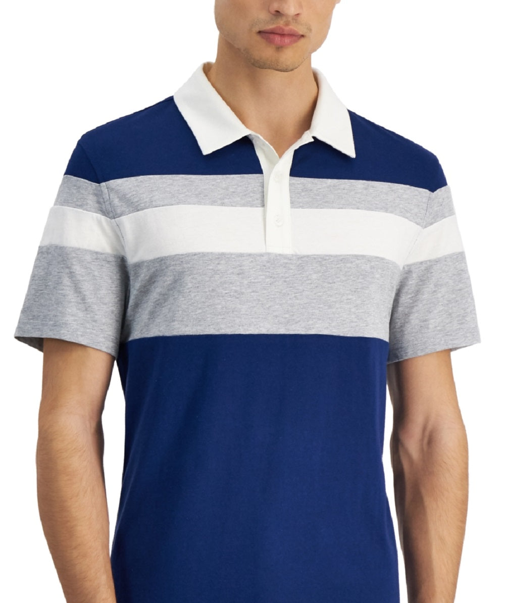 Alfani Men's Stripe Polo Blue Size Small