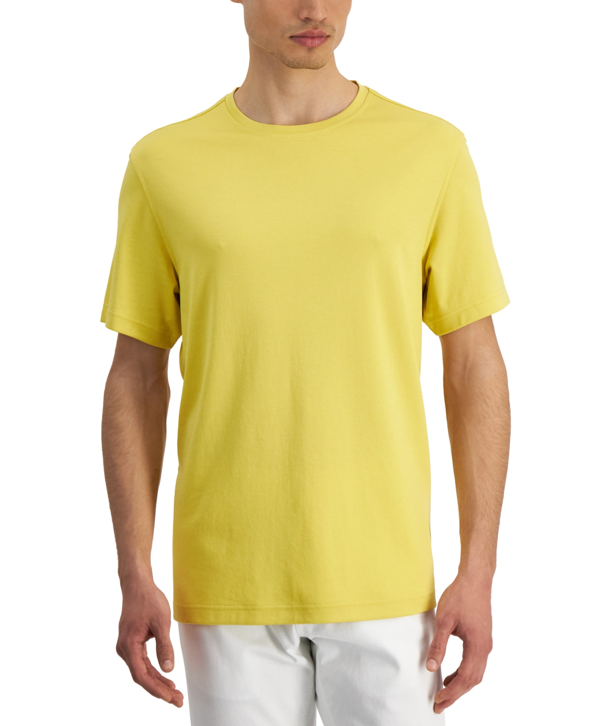 Alfani Men's Supima Crewneck T-Shirt Yellow Size Large