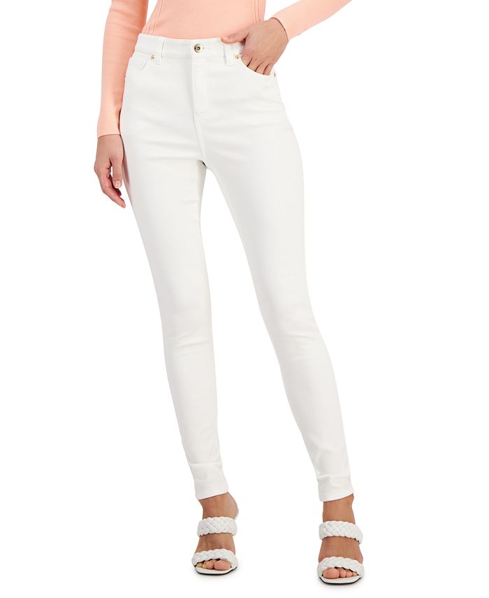 INC International Concepts Women's High Rise Skinny Jeans White Size 14
