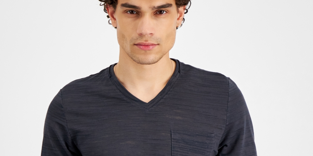 INC International Concepts Men's Burnout V Neck T-Shirt Blue Size X-Small