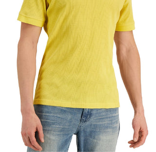Alfani Men's Stretch Textured Stripe Jacquard Polo Shirt Yellow Size X-Large