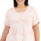 JM Collection Women's Printed Short Sleeve Top Pink Size 3X