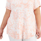 JM Collection Women's Printed Short Sleeve Top Pink Size 3X