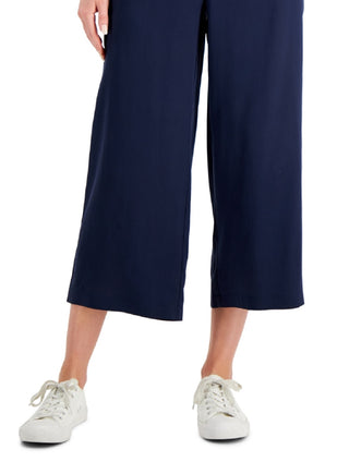 Charter Club Women's Crop Wide Leg Pants Blue Size Petite Large