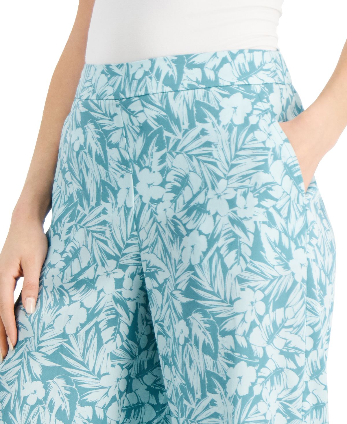 Charter Club Women's Wide Leg Crop Pants Green Size Petite X-Large