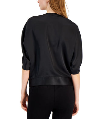 INC International Concepts Women's Satin Wrap Top Black Size X-Large