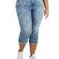 Style & Co Women's Roll Cuff Capri Pants Blue Size 14W