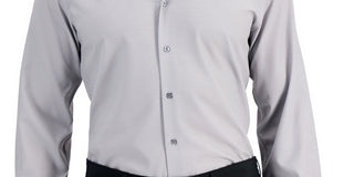Alfani Men's Slim Fit 4 Way Stretch Geo Print Dress Shirt Gray Size 17X34X35