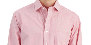 Club Room Men's Regular Fit Cotton Stripe Dress Shirt Red
