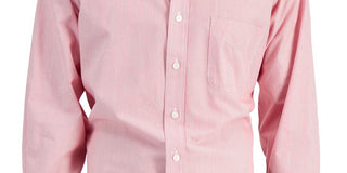 Club Room Men's Regular Fit Cotton Stripe Dress Shirt Red