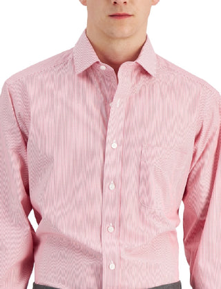 Club Room Men's Regular Fit Cotton Stripe Dress Shirt Red