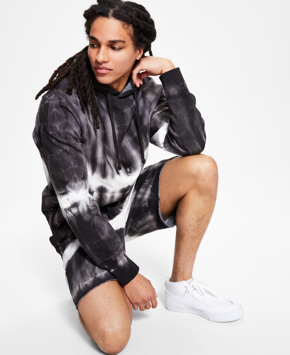 Sun + Stone Men's Shibori Hoodie Black Size Small