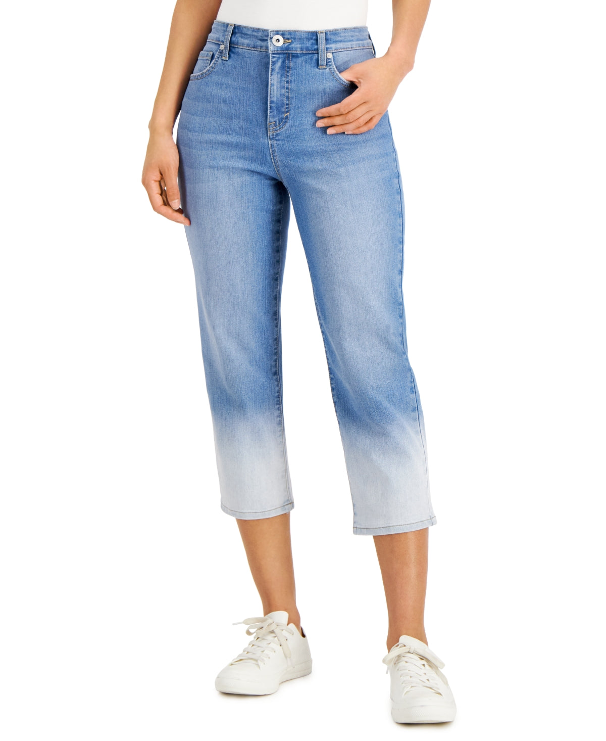 Style & Co Women's High Rise Straight Crop Jeans Blue Size 8Petite