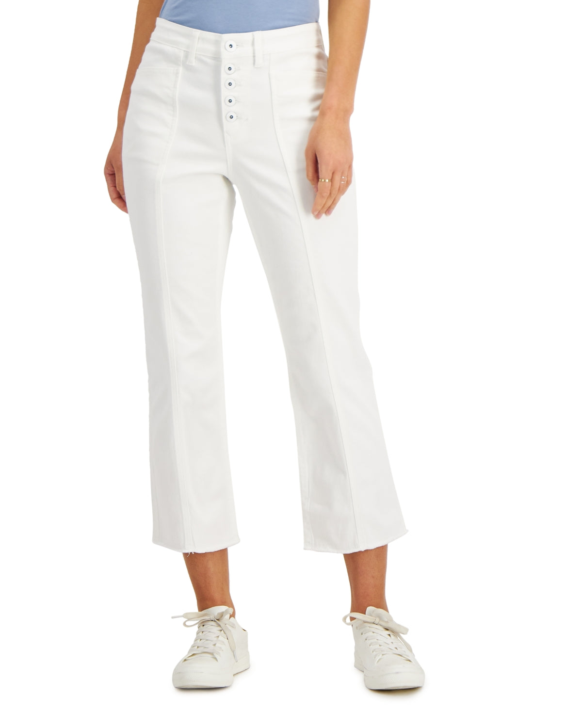 Style & Co Women's Button Fly Cropped Jeans White Size 8