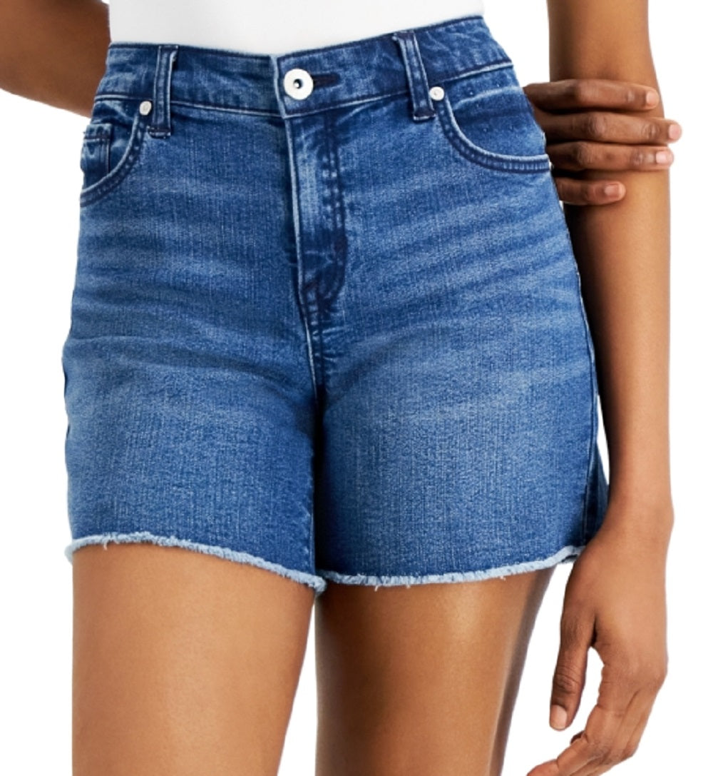 Style & Co Women's Distressed Frayed Hem Shorts Blue Size 12