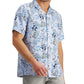Club Room Men's Regular Fit Tropical Print Camp Shirt Blue Size Small