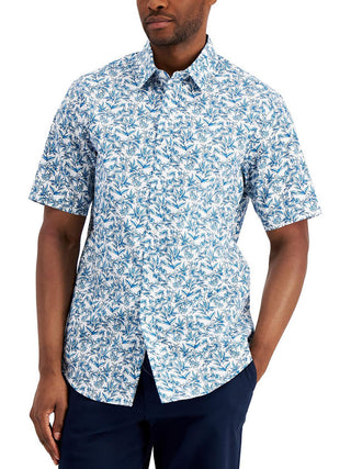 Club Room Men's Baha Floral Print Shirt Blue Size Large