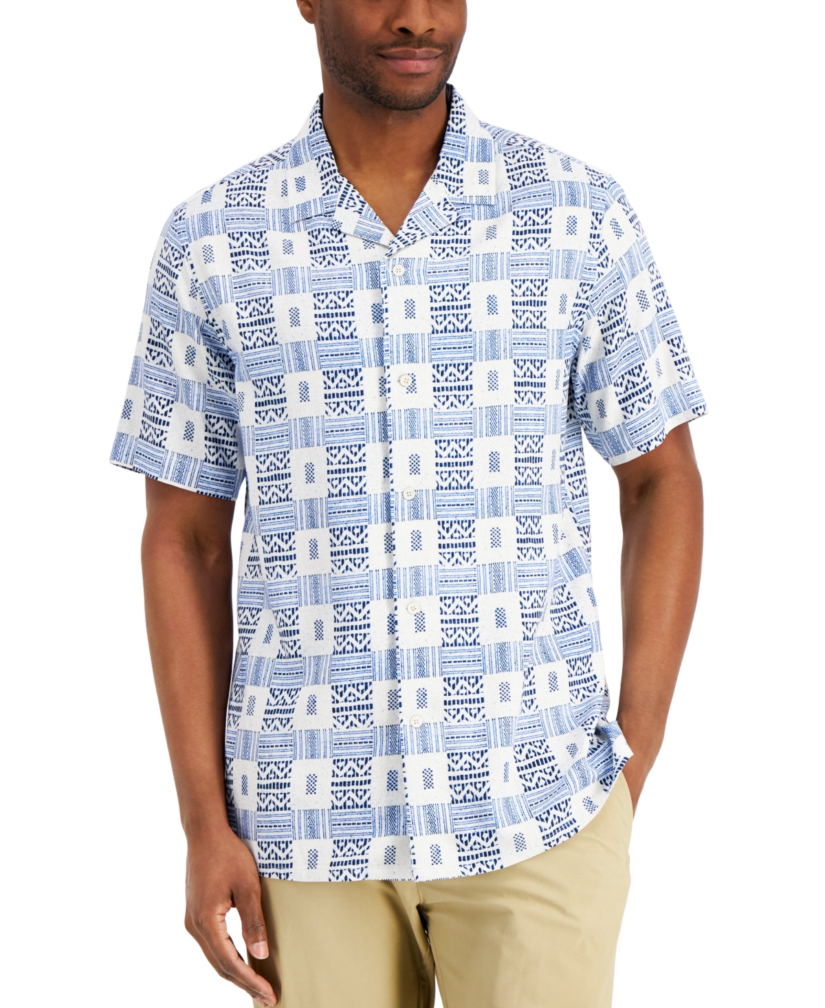 Club Room Men's Tribal Etch Shirt White Size Small