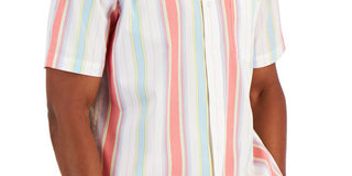 Club Room Men's Sunrise Fade Striped Poplin Shirt White Size Small