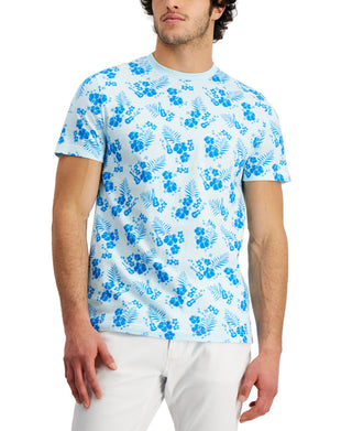 Club Room Men's Tropical Graphic T-Shirt Blue Size XX-Large